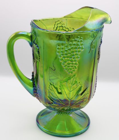 carnival glass iridescent green pitcher