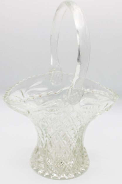 Clear cut glass bride's basket large