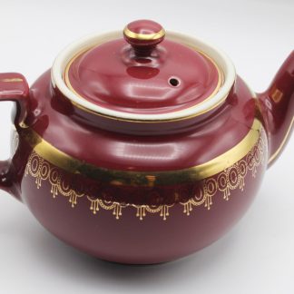 Hall Burgandy and gold teapot