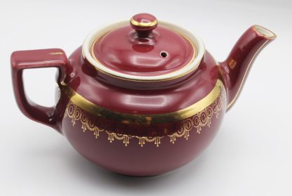 Hall Burgandy and gold teapot