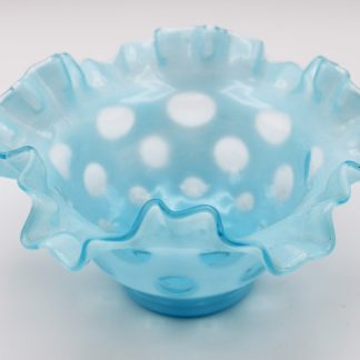 fenton blue opalescent coin dot bowl