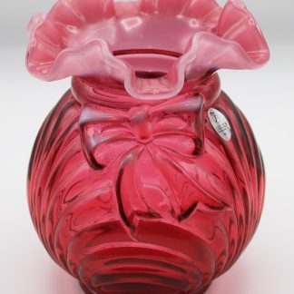 fenton country cranberry caprice bow drape embossed vase